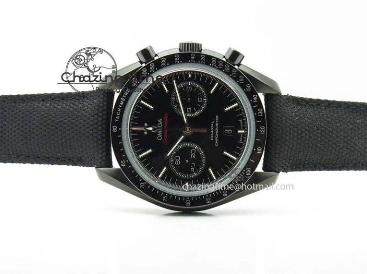 0817 DailyWear Speedmaster Professional Chronometer PVD Black Dial On Black Leather Strap A 8259